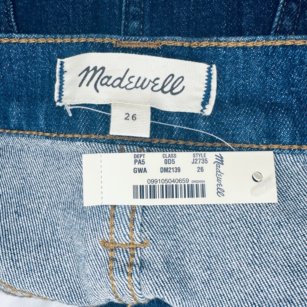Madewell High Rise Denim Skirt Raw Hem BNWT Blue Size 26 - Picture 5 of 8